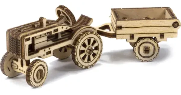 Wooden City 3D Drevené puzzle Superfast Americký traktor s vlečkou