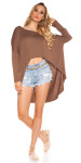 Trendy KouCla HighLow Oversize Crop Shirt Einheitsgroesse