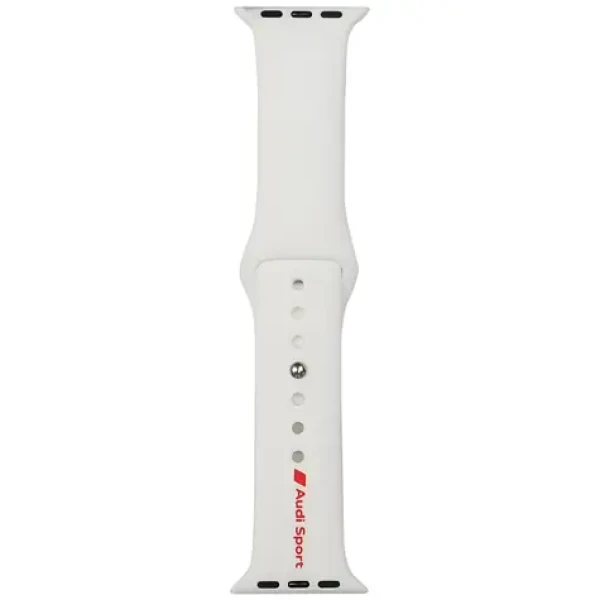 Audi Sport Red Logo Silicone remienok biela / Remienok / silikónový / pre Apple Watch 40/41/42mm (AUS-SR-AW40-42-R8/D2-WE)