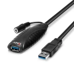Lindy 43156 čierna / USB predlžovací kábel / 10 m / USB-A / USB 3.2 Gen 1 / 5 Gbit/s (43156)