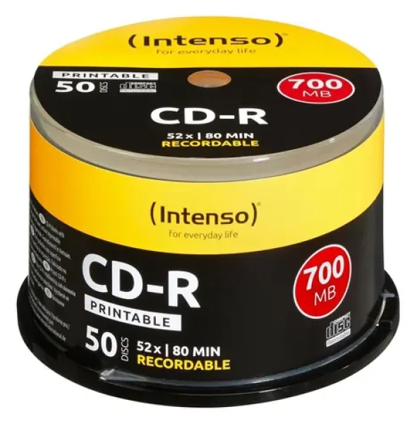 INTENSO CD R 700MB 52x / CD- R disk / Cake box 50 ks / Printable (1801125)