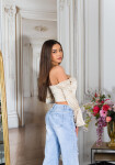 Sexy Koucla Corset Top off-shoulder Satin Look Einheitsgroesse