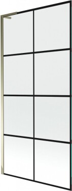 MEXEN/S - Next L vaňová zástena FIX 90 x 150, čierna vzor, zlatá 895-090-000-03-77-50