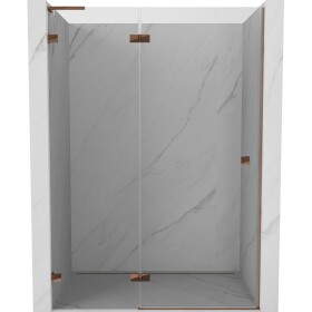 MEXEN/S - Lunar L sprchové dvere krídlové ľavé 140, transparent, ružové zlato 834L-140-000-60-00-L