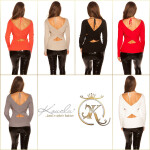 Sexy KouCla V-Cut Ribbed Sweater Sexy Back Einheitsgroesse