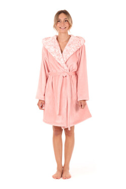 Dámsky župan Flora s kapucňou krátky 4856 3050 Pink Pearl - Vestis XXL