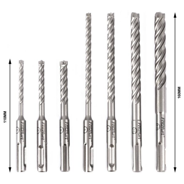 FRITZFURT 3161-2107 tvrdý kov sada kladivových vrtákov 7-dielna 5 mm, 6 mm, 8 mm, 10 mm, 12 mm SDS plus 1 sada; 3161-2107