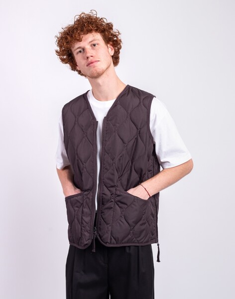 Taion Unisex Military Zip V-Neck Down Vest D.CHOCO M