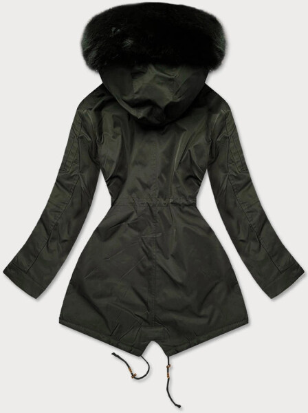 Dámska zimná bunda parka v khaki farbe s kapucňou (b531-11) odstíny zelené XL (42)