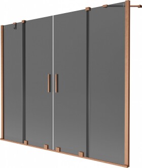 MEXEN/S - Velar Duo dvojkrídlová posuvná vaňová zástena 180 x 150, grafit, meď kartáčovaná 896-180-000-42-65