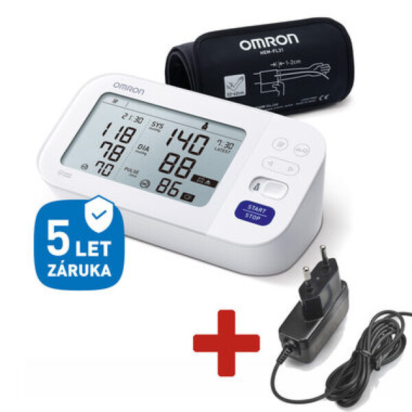 Tonometer Omron M6 Comfort s AFib (5 rokov záruka) +sieť.zdroj Omron (SET) (8595145021949)