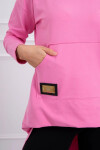 Dámska predĺžená mikina s kapucňou 9116 Pink - K-Fashion UNI růžová