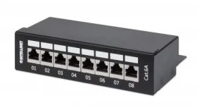 Intellinet Patch panel Cat6a FTP stolná čierna / 8 portov / tienený / pozlátené kontakty (720908)