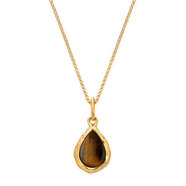 Hot Diamonds Pozlátený náhrdelník s diamantom a tigrím okom Gemstones DP1028 (retiazka, prívesok)