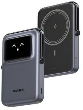 Ugreen UNO čierna / Bezdrôtová powerbanka / 10000mAh / TFT displej (45327)