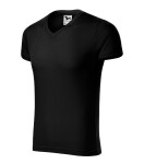Pánske tričko Slim Fit s výstrihom do V čierne XL