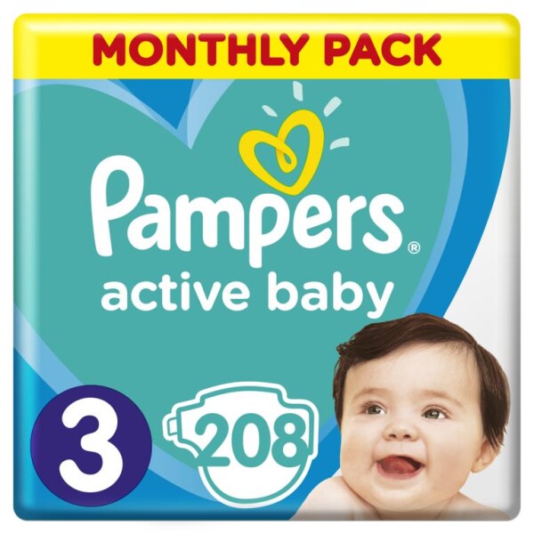 Pampers Active Baby Midi Monthly Pack (208 ks) / Plienky / Veľkosť 3 (6-10 kg) (DIOPMPPIE0056)