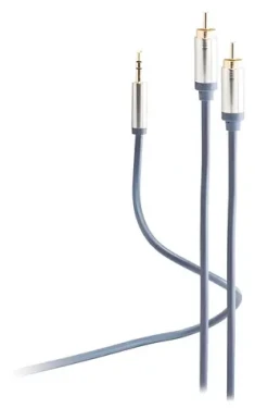 Shiverpeaks Flexline modrá / Prepojovací audio kábel / Jack 3,5 mm - 2x Cinch / 1,5 m / pozlátené konektory (FL31-32151)