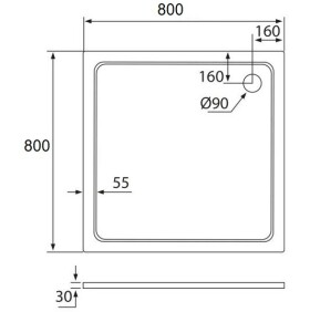 H K - THOR Sprchová vanička z liateho mramoru, štvorec, 80x80x3 cm SE-THOR-80sqm