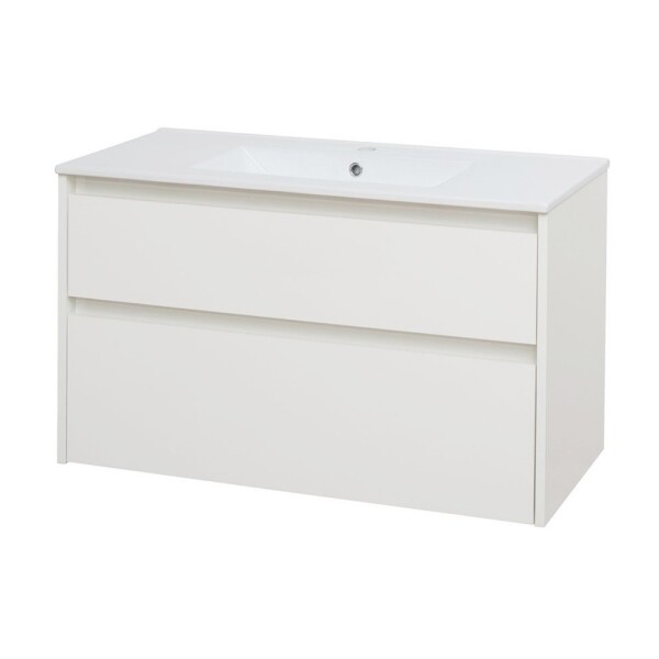 Mereo Opto, kúpeľňová skrinka s keramickým umývadlom 101 cm, biela CN912
