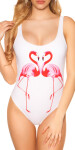 Trendy Swimsuit with Flamingo Print white 34