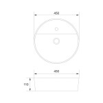 Mereo Umývadlo na dosku bez prepadu, Lota, 450x450x110 mm, okrúhle, keramické UC454511C