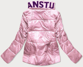 Krátká růžová prošívaná dámská bunda se stojáčkem (B9567) Barva: odcienie różu, Velikost: