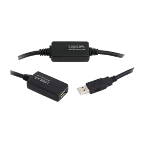 LogiLink UA0147 čierna / Aktívny USB 2.0 predlžovací kábel / 25m (UA0147)