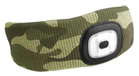 SIXTOL Čelenka s čelovkou maskáčová / 180lm / nabíjacia / USB / uni veľkosť / bavlna / PE (SX5028)