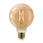 Philips WiZ Filament G95 jantárová / Múdra LED žiarovka / E27 / Wi-Fi, Bluetooth / 50W (929003018321)