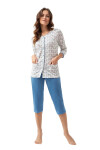 Luna 668 3/4 M-2XL L24 dámske pyžamo ECRU-BLUE XXL