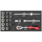Gedore súprava nástrčných kľúčov, 3/8 (10 mm), 1/2 (12.5 mm), 18-dielna, R22150020; R22150020