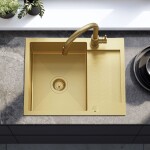 REA REA - Oceľový drez Paul BRUSH GOLD s kuchynskou batériou KPL-96010