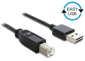 DeLock Easy-USB 2.0 A B čierna / USB kábel / Obojstranný konektor Easy-USB / 2 m (83359)