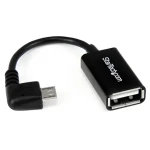 StarTech OTG kábel Micro USB (M) - USB A (F) čierna / OTG kábel / Uhlový konektor / USB 2.0 480 Mbit/s / 12,7 cm (UUSBOTGRA)