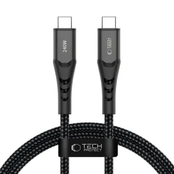 Tech-Protect Ultraboost UB11T čierna / Kábel USB-C - USB-C / PD 240W / QC3.0 / 100 cm