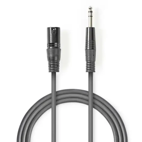 Nedis Vyvážený Audio kábel XLR 3pinový (M) - jack 6.35 mm (M) 3.00 m tmavo šedá (COTH15100GY30)