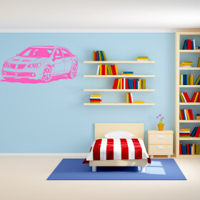 Veselá Stena Samolepka Pretekárske auto Farba: růžová, Veľkosť: 100 x 50 cm