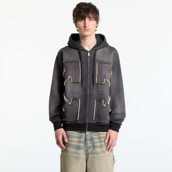 Mikina Off-White Arrow Distr Den Zip Skate Hoodie Highlighted Black M