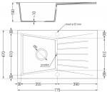 MEXEN/S MEXEN/S - Cesar granitový drez 1 s odkvapkávačom 775 x 470 mm, čierna/strieborný metalik, + čierny sifón 6514771010-73-B