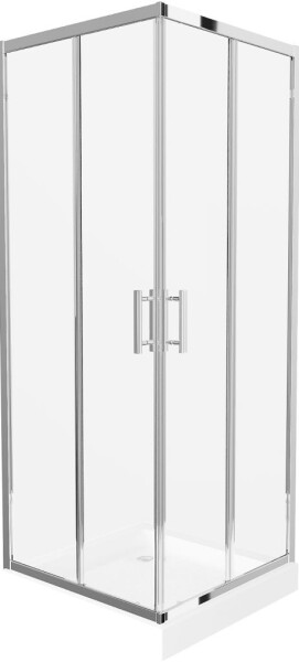 MEXEN/S - Rio štvorcový sprchovací kút 80 x 80, transparent, chróm + vanička Rio 860-080-080-01-00-4510