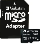 Verbatim Premium MicroSDXC 64 GB / Pamäťová karta / UHS-I (U1) / Class 10 / R: 90 MB/s / W: 10 MB/s