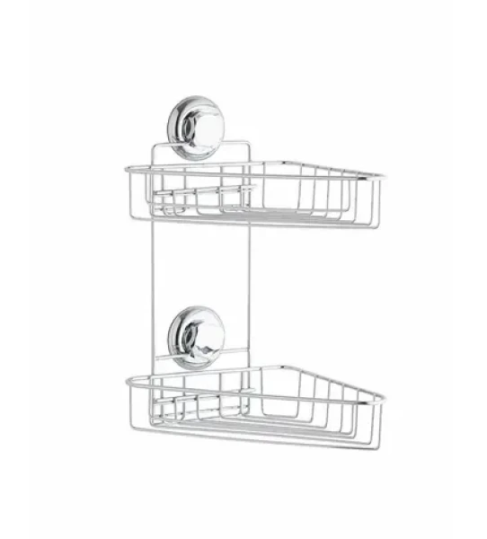 Compactor Bestlock Dvojitá rohová polička do kúpeľne chróm / bez vŕtania (RAN4686)