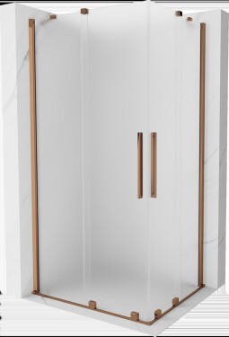 MEXEN/S - Velar Duo sprchovací kút, posuvné dvere 100 x 90, dekor, ružové zlato 871-100-090-32-60