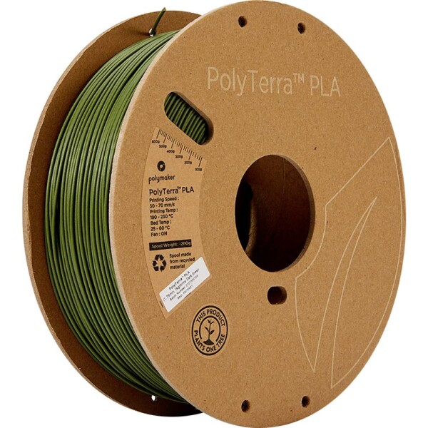 Polymaker 70957 PolyTerra vlákno pre 3D tlačiarne PLA plast Nižší obsah plastov 1.75 mm 1000 g Vojenská tmavo zelená 1 ks; 70957