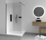 CERANO - Sprchová zástena Walk-in Onyx Round Ľ/P - 10 mm - guľatá vzpera - čierna matná, transparentné sklo - 160x200 CER-9040B413