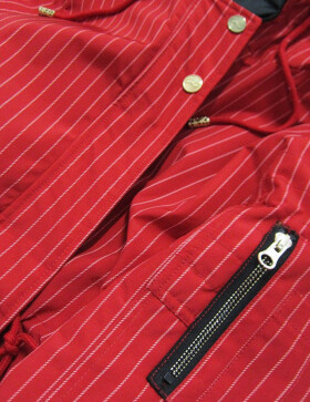 Červeno-černá oboustranná pruhovaná bunda s kapucí (W659) Barva: odcienie czerwieni, Velikost: XXL (44)