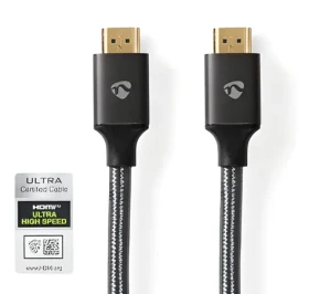 Nedis Fabritallic Gun Metal / Kábel HDMI / 8K 60 Hz / 48 Gbps / 1 m / pozlátené konektory (CVTB35000GY10)