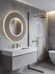 SAPHO - LUMIRO STRIP guľaté zrkadlo s LED osvetlením v ráme, priemer 75cm, agila LR750-4343S