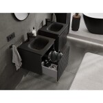 MEXEN/S - Rivel kúpeľňová skrinka 50 cm s umývadlom Vela, 1 šuplík, reliéf, čierna mat 91A20-05047-1-BF71-W23M71